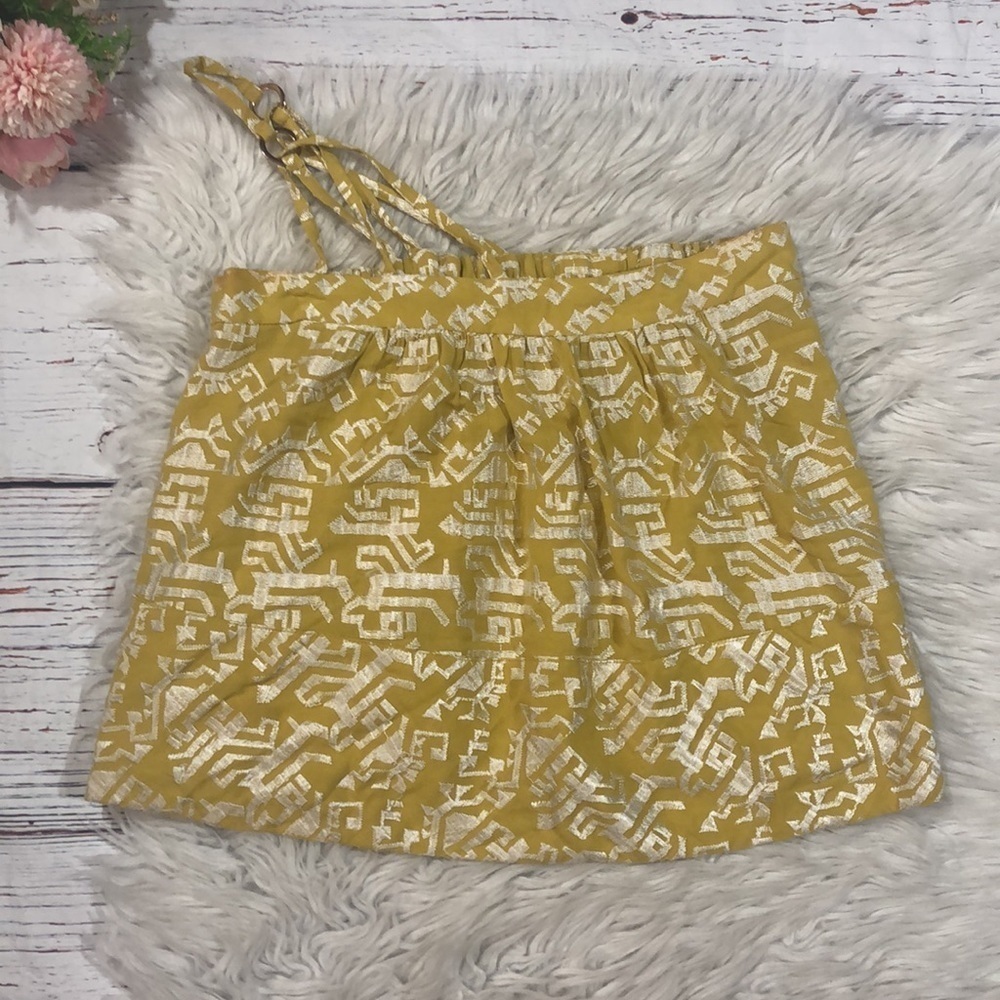 Anthropologie Yellow Asymmetrical Sleeveless Blouse - Picture 2 of 10